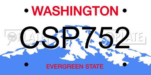 CSP752 Washington License Plate