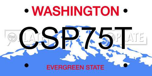 CSP75T Washington License Plate