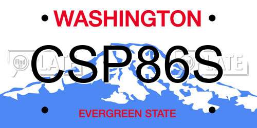 CSP86S Washington License Plate