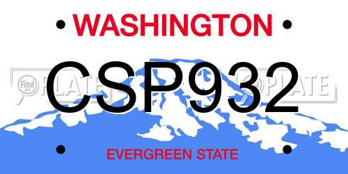 CSP932 Washington License Plate