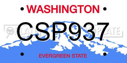 CSP937 Washington License Plate