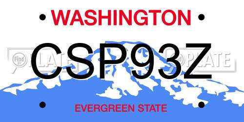 CSP93Z Washington License Plate