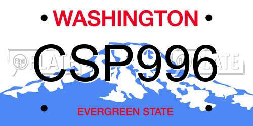 CSP996 Washington License Plate