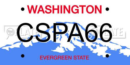 CSPA66 Washington License Plate
