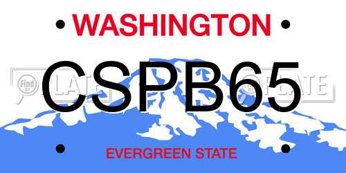 CSPB65 Washington License Plate