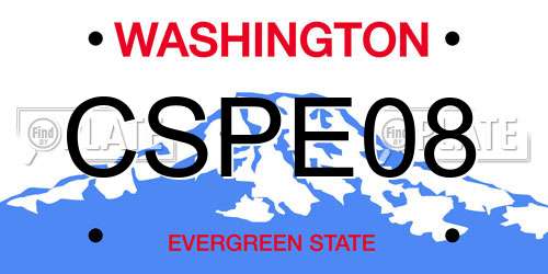 CSPE08 Washington License Plate