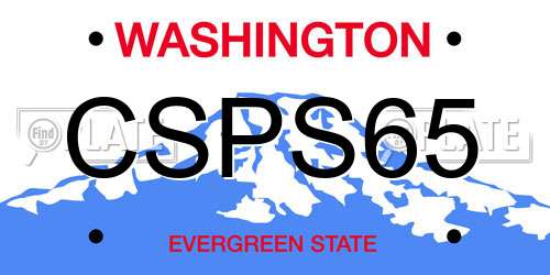 CSPS65 Washington License Plate