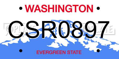 CSR0897 Washington License Plate