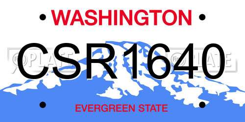 CSR1640 Washington License Plate