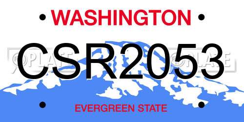 CSR2053 Washington License Plate