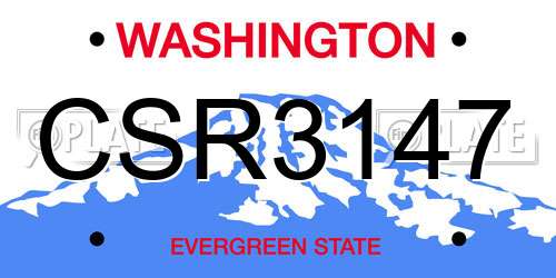 CSR3147 Washington License Plate
