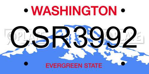 CSR3992 Washington License Plate