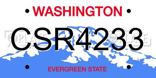 CSR4233 Washington License Plate