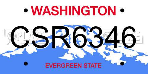 CSR6346 Washington License Plate