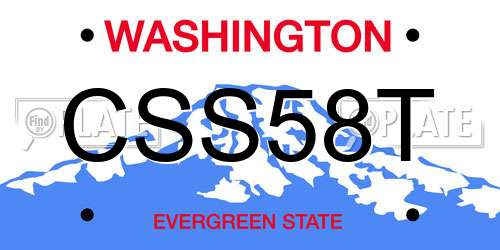 CSS58T Washington License Plate