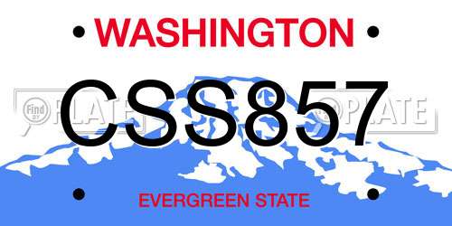 CSS857 Washington License Plate