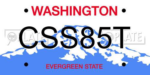 CSS85T Washington License Plate