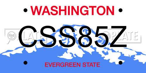 CSS85Z Washington License Plate