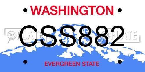 CSS882 Washington License Plate