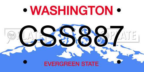 CSS887 Washington License Plate