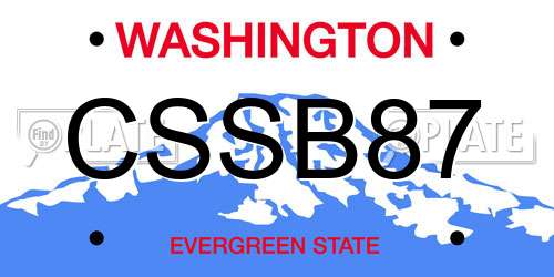 CSSB87 Washington License Plate