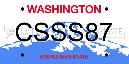 CSSS87 Washington License Plate