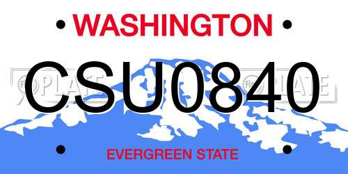 CSU0840 Washington License Plate