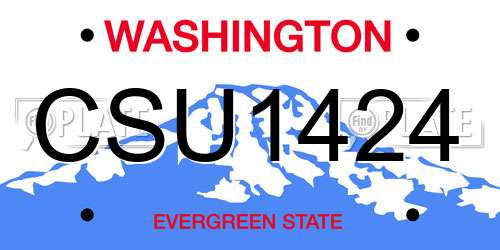 CSU1424 Washington License Plate