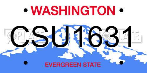 CSU1631 Washington License Plate