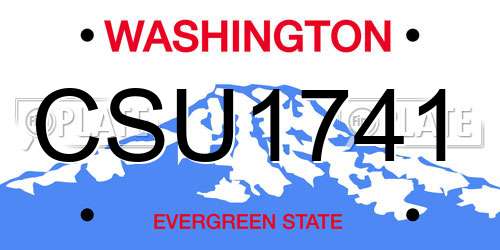 CSU1741 Washington License Plate
