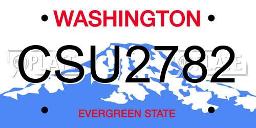 CSU2782 Washington License Plate