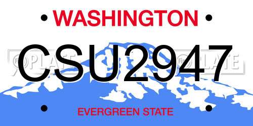 CSU2947 Washington License Plate