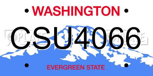 CSU4066 Washington License Plate