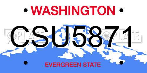 CSU5871 Washington License Plate