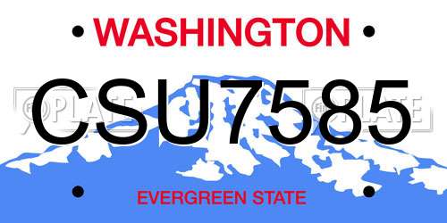 CSU7585 Washington License Plate
