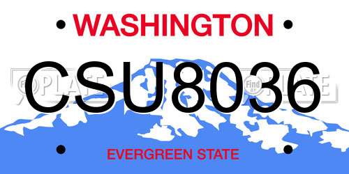 CSU8036 Washington License Plate