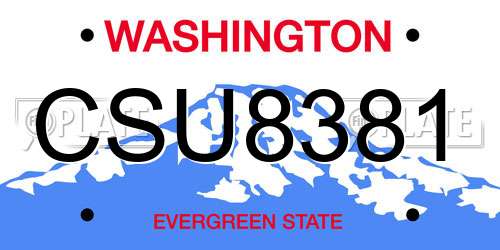 CSU8381 Washington License Plate