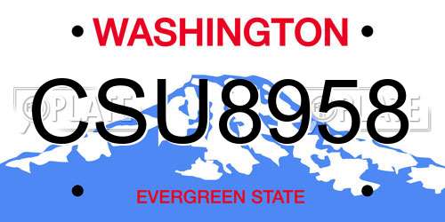 CSU8958 Washington License Plate