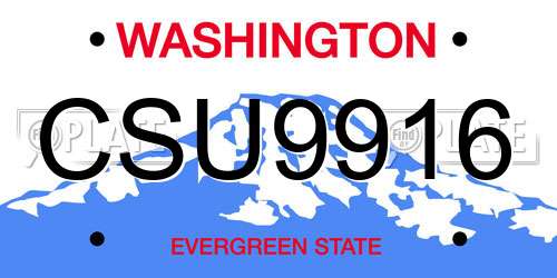 CSU9916 Washington License Plate