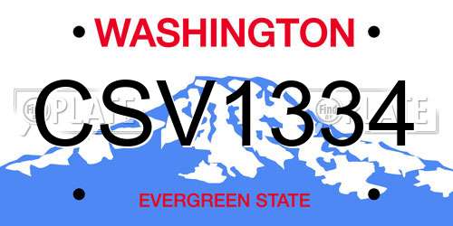 CSV1334 Washington License Plate