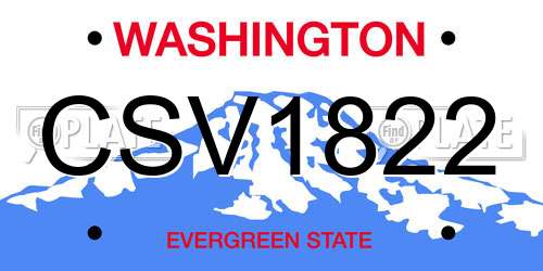 CSV1822 Washington License Plate