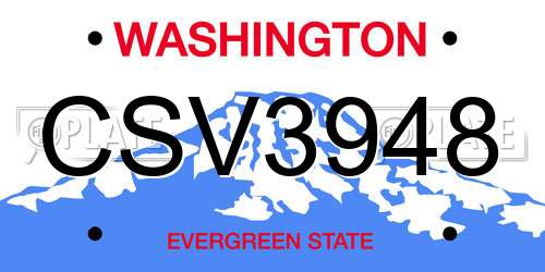 CSV3948 Washington License Plate