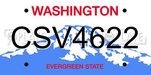 CSV4622 Washington License Plate