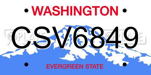 CSV6849 Washington License Plate