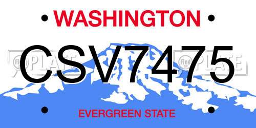 CSV7475 Washington License Plate