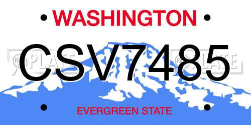 CSV7485 Washington License Plate