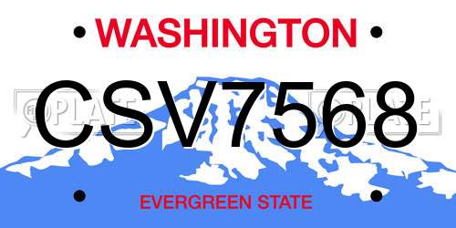 CSV7568 Washington License Plate