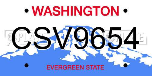 CSV9654 Washington License Plate