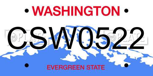 CSW0522 Washington License Plate