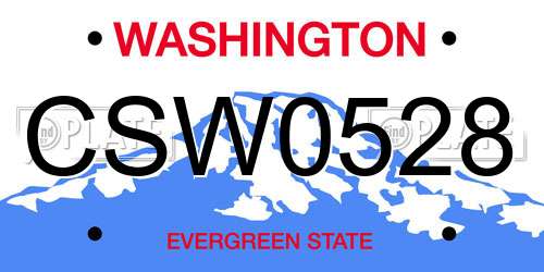 CSW0528 Washington License Plate